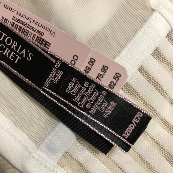 Victoria’s Secret 32DD & Small High Waist Thong Mesh Caged Bra Set Coconut White - Picture 7 of 8